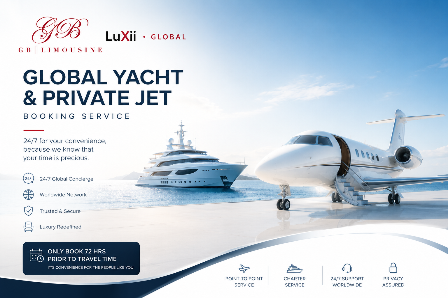 Global Yacht and Jet by gblimousine and luxii digital concierge